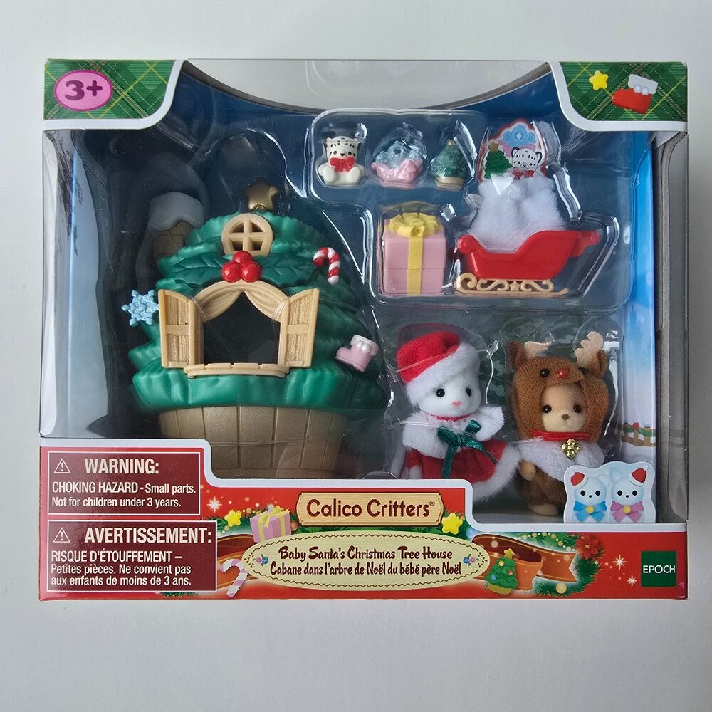 Calico Critters Baby Santa's Christmas Tree House, Playset with 2 figures, New
